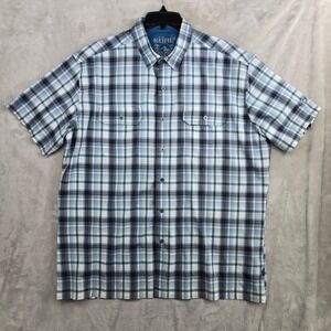 Kuhl Eluxur Mens XL Blue Plaid Short Sleeve Button Up Shirt Lightweight